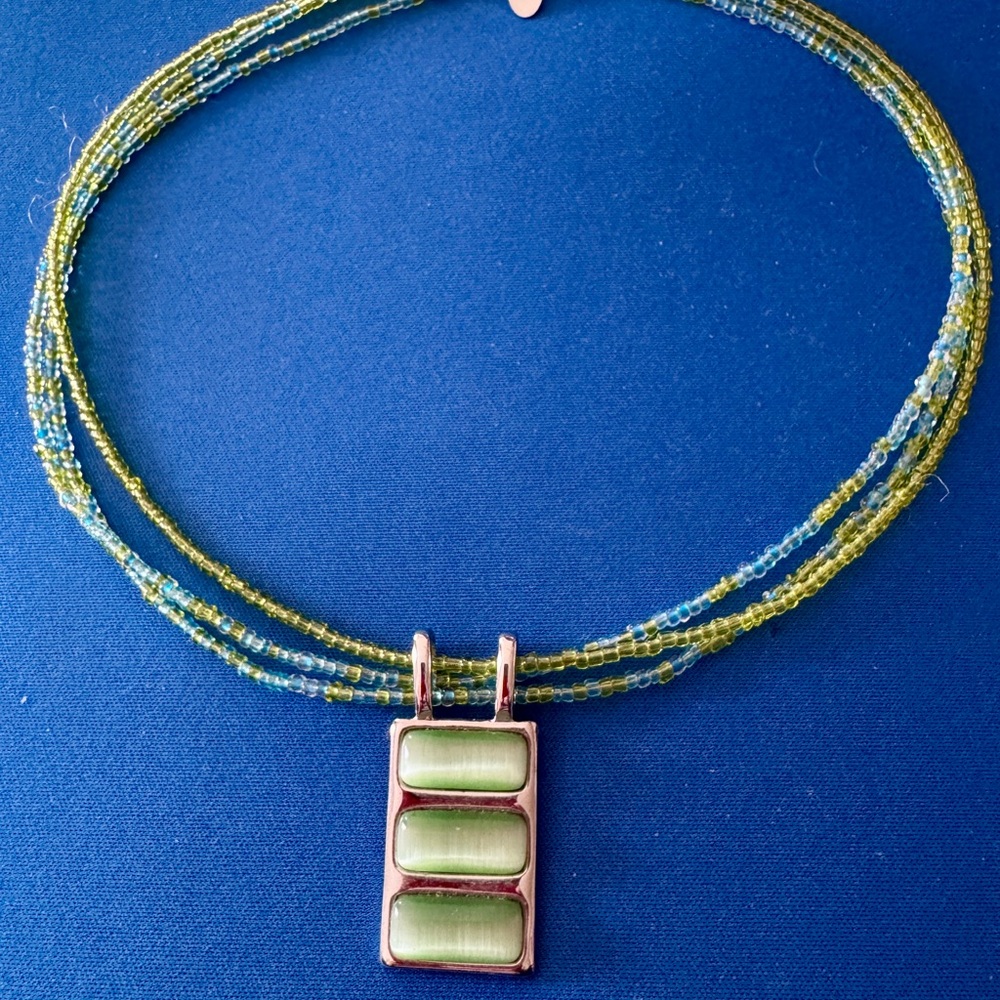 Green Beaded Lia Sophia Necklace with Pendant